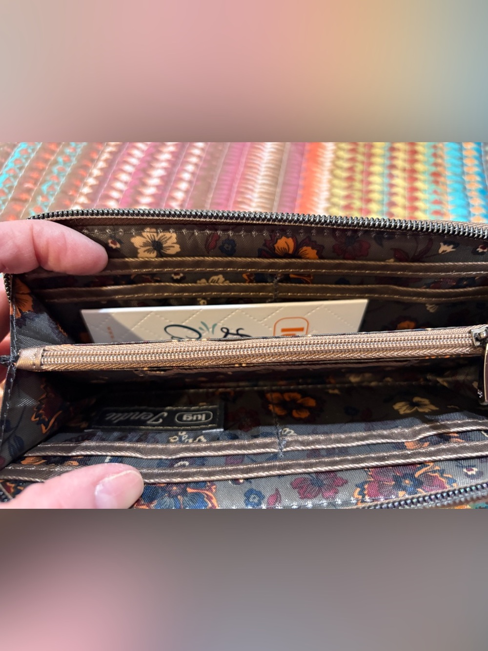 lug Gray Quilted Zip-Around Wallet - Picture 6 of 8